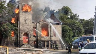 Breaking News Terrible Fire Of An Abandoned Church Firefighter Hospitalized Heat Exhaustion 82124 [upl. by Jordanna]