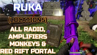 RUKA ALL LOCATIONS RADIO AMPLIFIERS MONKEYS RED RIFT PORTAL SPAWN  OUTBREAK ZOMBIES [upl. by Tanitansy257]