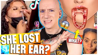 DIY Helix Piercing Ends In DISASTER  New TikTok Piercing Fails 15  Roly [upl. by Attenod]