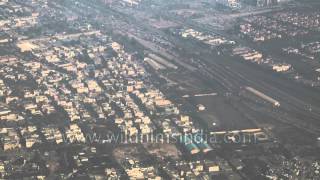 Birds eye view of Delhi city flying in over Faridabad [upl. by Ovid]