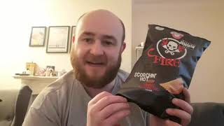 Seabrook Fire Eaters Scorchin Hot Trinidad Scorpion Chilli Crisps  Snack Tube [upl. by Atsillak]