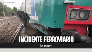 Cuneo Treno regionale deraglia per una gru sui binari [upl. by Nosreve194]