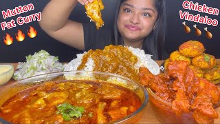 SPICY MUTTON FAT CURRY 🔥 SPICY CHICKEN VINDALOO🍗EGG GHEE ROAST WITH BASMATI SELLA RICEEATING SHOW [upl. by Hort193]