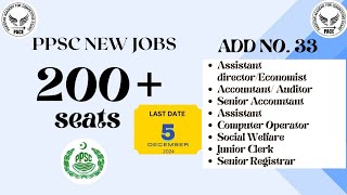 Ppsc Add 33 200 jobs in ppsc16 Assistant Director jobs 44 social welfare jobs Junior clerk jobs [upl. by Yecad144]