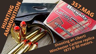 Uberti Winchester 1873 carbine with Hornady 357 Lever Evolution hunting ammunition [upl. by Retnyw]