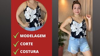 Como fazer uma blusa de alcinha  Passo a passo completo  Gisele Maués [upl. by Friedrick]