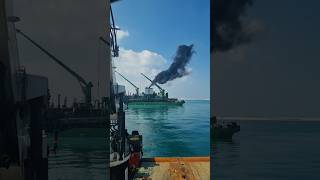 Black smoke came out from Big Vessel trending vessel offshorevessel vesselsafety offshorelife [upl. by Oironoh]