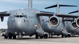 Super Heavy US C17 Takeoff at At Full Throttle During Giant Elephant Walk [upl. by Ame]