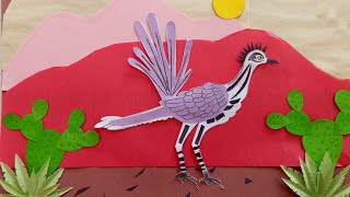 colour full a roadrunner bird how to make colour bird paper art [upl. by Mairhpe]