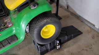 John Deere 42quot Snowblower Attachment Install  Chains FAST LT160 [upl. by Hachmann]