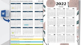 How to Create a Calendar in Microsoft word  How to design Calendar in Ms word  Calendar Templates [upl. by Tomi]