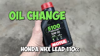 Engine Oil Change  2008 Honda NHX Lead 110 [upl. by Marrin]