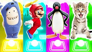 Oddbods VS Super Mario VS Penguin VS Cute Cat  Tiles Hop EDM Rush [upl. by Dabney]