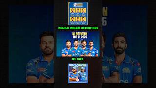 Mumbai Indians Retained Players For IPL 2025  MI IPL 2025 Retentions shorts [upl. by Torrance754]