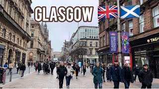 Glasgow Scotland 🏴󠁧󠁢󠁳󠁣󠁴󠁿 Walking Tour UK 🇬🇧 4K HD February 11 2024 [upl. by Romilda157]