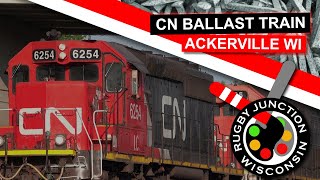 CN Ballast Train at Ackerville WI [upl. by Yanaton653]