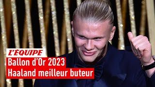 Ballon dOr 2023  Erling Haaland Manchester City remporte le Trophée Gerd Müller [upl. by Lehet459]