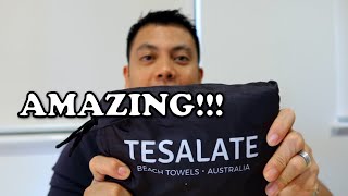 TESALATE AUSTRALIA BEACH TOWEL UNBOXING AND PRODUCT REVIEW  PROMOTIONAL MATERIAL HAUL [upl. by Ellennahc]