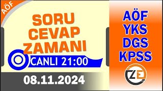 AÖF 08 11 2024  CUMA 2100  Canlı Soru Cevap Zamanı  Açıköğretim DGS KPSS YKS [upl. by Atcele]