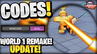 🤯NEW ALL WORKING WORLD 1 REMAKE UPDATE CODES FOR DEMON WARRIORS ROBLOX DEMON WARRIORS CODES [upl. by Ofloda]