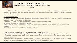 Ley 25916 gestión de residuos domiciliarios Ley 25612 gestión integral de residuos industriales [upl. by Lillywhite464]