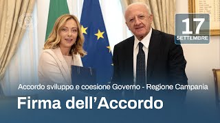 Firma dellAccordo per lo sviluppo e la coesione tra il Governo e la Regione Campania [upl. by Adnauq]