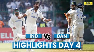 IND Vs BAN Highlights 2nd Test Day 4 Bangladesh Are 26 Runs Behind After India Script World Records [upl. by Eilata]