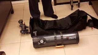 Demonstrating a Travel Bag For Telescope Celestron Astromaster 130EQ حقيبة سفر التيليسكوب [upl. by Imugem]