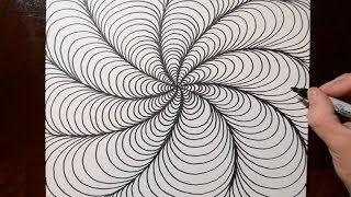 How to Draw Optical Line Illusions  Spiral Doodle Pattern 9 [upl. by Acimahs]