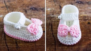 🌷Crochet Baby Booties 🎀 Easy CLOSEUP Step by Step Tutorial [upl. by Domph755]