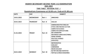 11th standardFirst Revision Examination 20212022Time tablePortionsyllabus [upl. by Nylram]