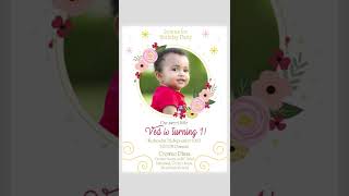 First Birthday Invitation Video  Ecard  Vertical [upl. by Htabazile303]