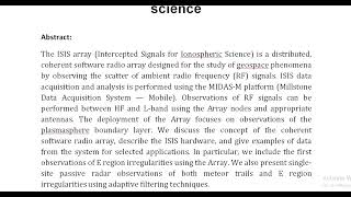 Intercepted signals for ionospheric science [upl. by Kirimia140]