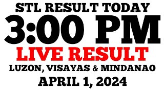 STL Result Today 3PM Draw April 1 2024 STL Luzon Visayas and Mindanao LIVE Result [upl. by Reisch]