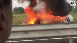 Fisker Karma on fire in the Netherlands [upl. by Ahgiel]