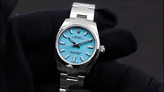 Rolex Oyster Perpetual 31 277200 Turquoise quotTiffanyquot Unboxing amp Presentation [upl. by Dauf]