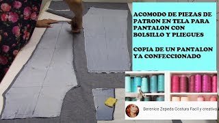 CORTE DE PANTALÓN CON PATRÓN DE TELA  parte 2 MOLDE DE UN PANTALON DESCOSIDO COPIA DEL MISMO [upl. by Dhar744]