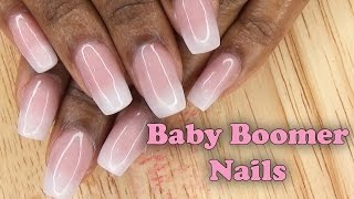 Acrylic Nails Short Square Ombre Fade  Baby Boomer Nails  LongHairPrettyNails [upl. by Anihpesoj972]