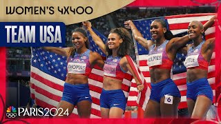 US 4x400m relay team DOMINATES for gold medal in closing statement  Paris Olympics [upl. by Brigid]