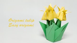 How to Make a Paper Tulip Flower  Origami with Josie [upl. by Ahseka779]