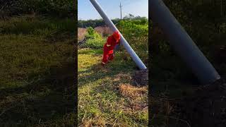 Manual installation of line poles [upl. by Nospmas]