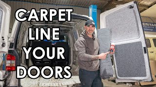 TRANSFORM YOUR DOORS How to carpet line a campervan door [upl. by Suolkcin]