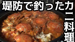 堤防で釣ったカニを食べたら絶品だった！ [upl. by Ssac]