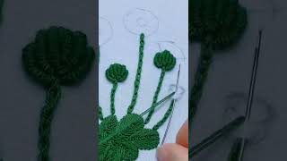 Green leaf and flower embroiderytrending embroidery viralvideo viraltrick beautifulflower cute [upl. by Onaicnop599]