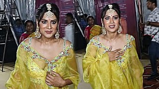 Nia Sharma Looks UNCOMFORTABLE At Durga Mahotsav 2024 [upl. by Elletsirhc554]