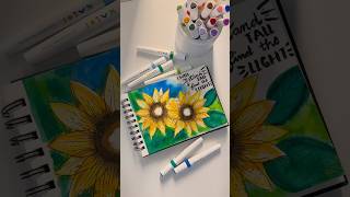 Sunflower illustration using watercolor pens art watercolor markers [upl. by Safir844]