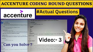 Accenture Coding QuestionsCoding Questions asked in Accenture Video 3accenturecodingquestions [upl. by Ammadas]