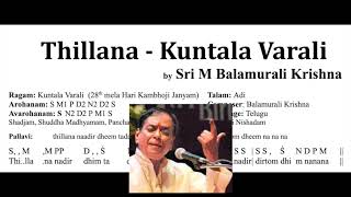 Thillana  తిల్లాన  Kuntala Varali  with Lyrics amp Notation [upl. by Nats]