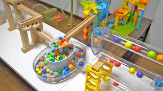 Marble run race ASMR ☆ Round and round transparent tunnel colorful elevator and usual wooden slope [upl. by Mcquillin]