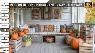 COZY FALL MODERN PORCH DECOR IDEAS with Transform from Entryway to Hallway design with Autumn Vibes [upl. by Kannry619]